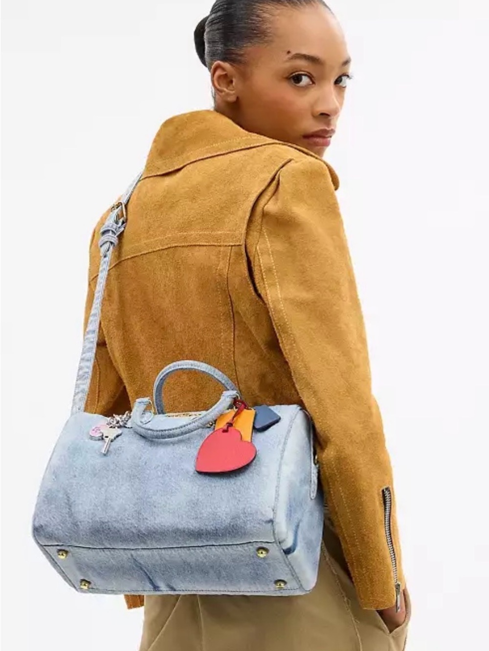 NWT Coach Large Rowan w/Charms in Loved Denim CDY75 SAMEDAY SHIPPING - Picture 2 of 7